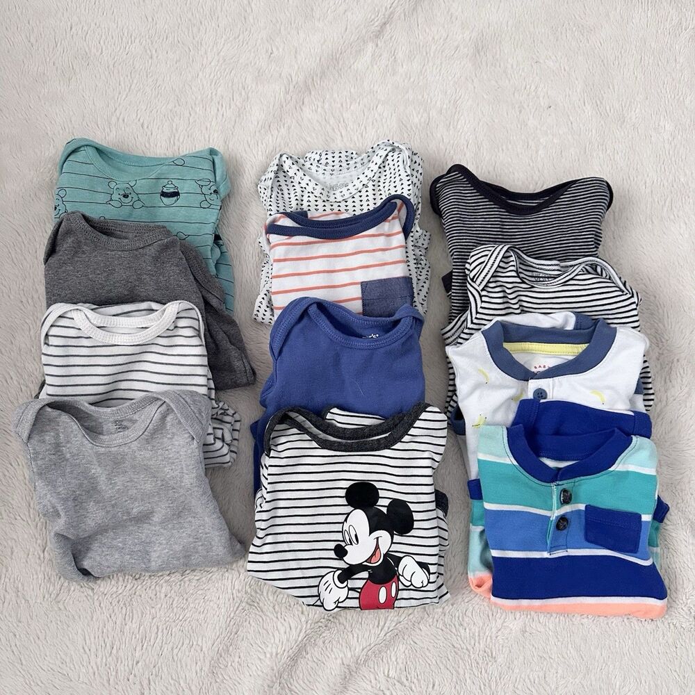 0-3 Months Baby Bodysuits Mixed Lot Of 12 Carters Cat And Jack Clothes